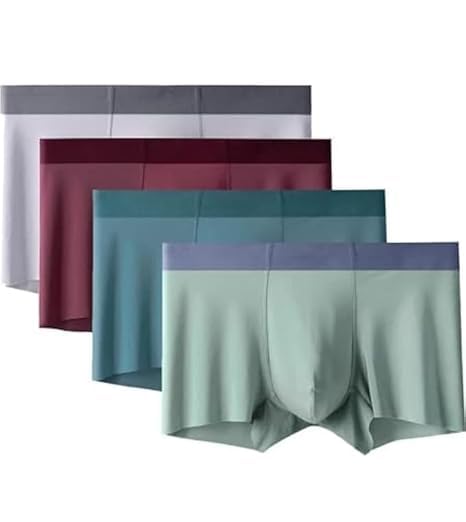 toyzia Men's Extra Thin Elastic Underwear Long Comfortable Ice Silk Breathable Comfort Brief Trunks Imported Material (Multicolour)(W)-picture-41