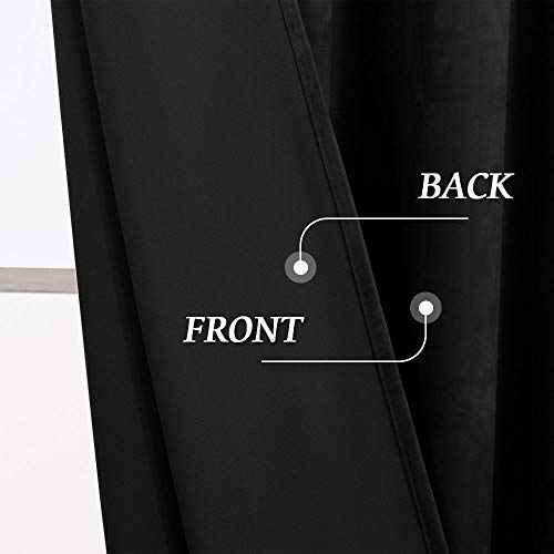 Image of RYB HOME Black Velvet Blackout Curtains 84 inches for Living Room Bedroom | Thermal Insulated, Privacy, Sunlight UV Heat Blocking, Luxurious Decor, Dining Room Nursery, Rod Pocket, W52 x L84, 2 Panels