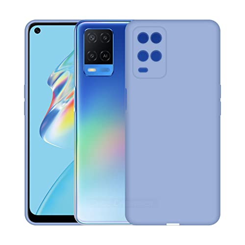 Image of Case Creation Liquid TPU Silicone Cover for Oppo A54 5G Soft Case,Anti-Dirty Slim Case Frosted Matte Cute Candy TPU Raised Bezel (Splash of Color) Back Case Cover for Oppo A54 5G -Navy Electric Blue