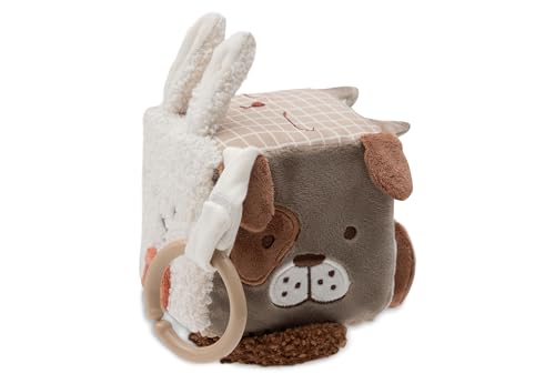 Jollein Cube d’Activités - Animal Friends - Cube d’Éveil avec Miroir, Bruit et Éléments à Saisir - Jouet Bébé - Stimule Les Sens et la Motricité -...