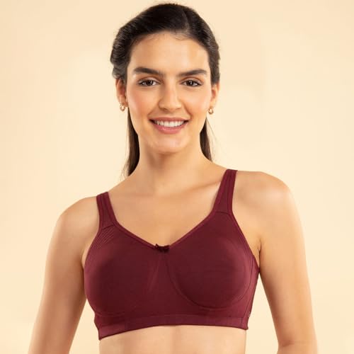 Image of NYKD (NYB169 Cotton Anti Microbial Non Padded & Non Wired Side Support Shaper Bra for Women | Full Coverage Bra with Detailed Contoured Lift & Shape with Wide Straps (Pack of 2)