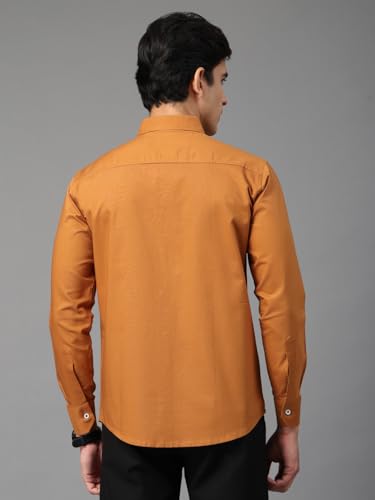 Image of Majestic Man Solid Cotton Casual Shirt - Slim Fit, Full Sleeves, Premium Button Closure