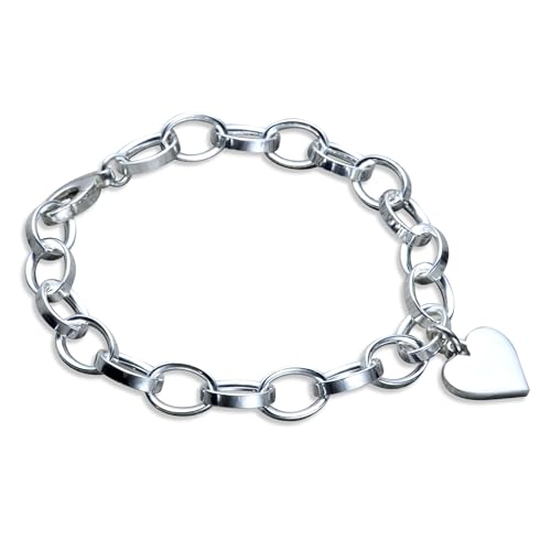 Heart Charm Bracelet in Sterling Silver (8.0 Inches)