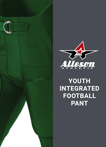 Alleson Athletic Boys Integrated Football Pant - Premium Comfort & Durability for Young Athlete HG Dark Green