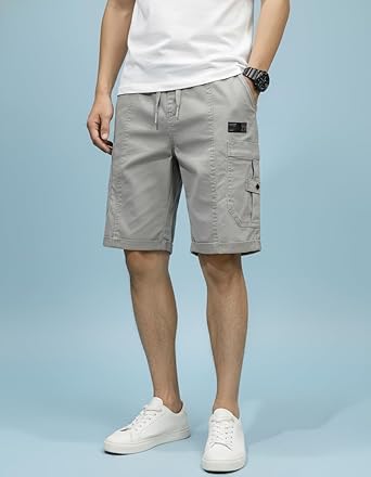 Image of Men Cargo Shorts with Drawstring Waist, Side Flap Pockets, Knee Length, Casual Style, Men Shorts || Cotton Short for Men || with Pocket Style