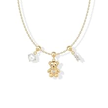 PAVOI 14K Gold Plated Dainty Necklace with Charms Set - Hypoallergenic Adjustable Chain Gold Charm Necklace for Women - Small Motif & Mantra 2 and 3-Pack Removable Pendants - Cute Jewelry Gifts