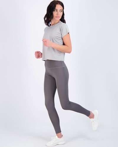Image of Real Essentials 5 Pack: Women's Dry Fit Crop Top - Short Sleeve Crew Neck Stretch Athletic Tee (Available in Plus Size)