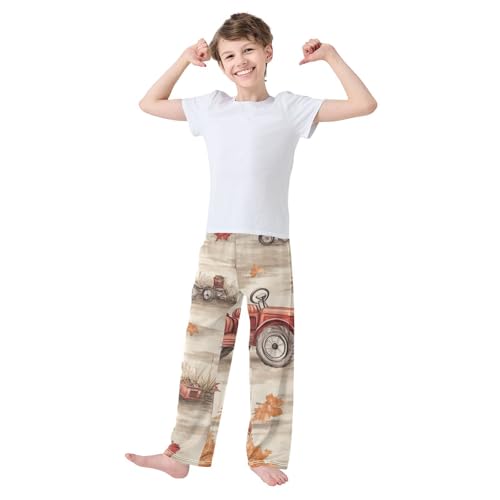 Tractor Pumpkin Boys Long Pants Soft Trousers Elastic Waist Kids Lounge Bottoms with Pockets S-XL3