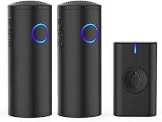 SECRUI Wireless Doorbell, USB and Battery Operated Door Bells IP55 Waterproof - 700 Foot Long Range with 4 Volume Levels 39 Chimes Indicator Light Doorbells Easy Install for Home - 2 Receivers-(Black)