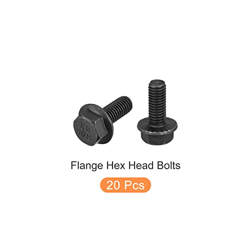 Image of METALLIXITY Flanged Hex Head Bolts (M8x20mm) 20pcs, Hexagon Serrated Flange Bolt Fully Thread Screw - for House Construction Hardware Fasteners