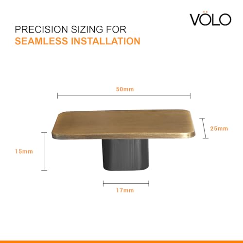 Image of VOLO Stainless Steel Drawer Knob for Cabinet Wardrobe and Cupboard Durable Knobs with Screws for Kitchen Dresser and Office Furniture | S-723 (Antique Brass, 2 Pieces)