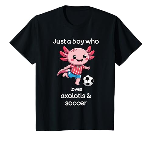 Kids Axolotl Soccer Shirt Boys Cool Axolotl Soccer T-Shirt