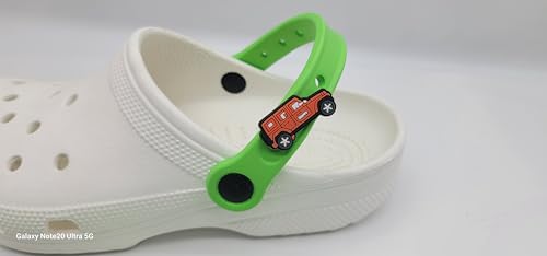 Snappy Shoe Rivets Kid Size Replacement Straps for Croc Clogs also built in Charm Holder and Bonus Rivets (7.5 neon green, ne green) by Snappy Shoe Rivets - Used condition - US$8.41