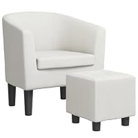 vidaXL Fauteuil avec Repose-Pied Blanc Similicuir