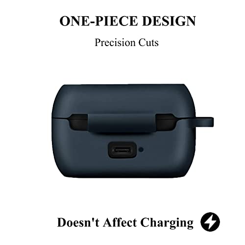 VAEKNVG Silicone Case Compatible with Jabra Elite Active 85t Shockproof Protective Earbuds Cover with Carabiner Accessories(Blue)