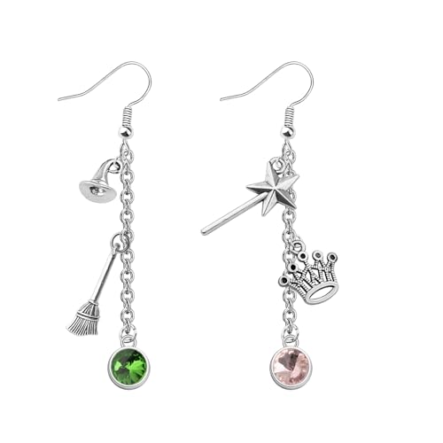 PLITI Musical Movie Inspired Gift Witch Fans Gift Green And Pink Witch Earrings For Musical Lover