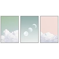 SIGNWIN Framed Canvas Print Wall Art Phases of The Moon in Pastel Clouds Astronomy & Space Nature Photography Modern Art Rustic Scenic Colorful for Living Room, Bedroom, Office - 16
