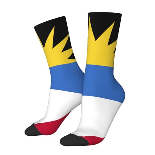 peiyeety Chaussettes à motif drapeau d'Antigua-et-Barbuda, chaussettes de sport décontractées et originales pour femmes et hommes