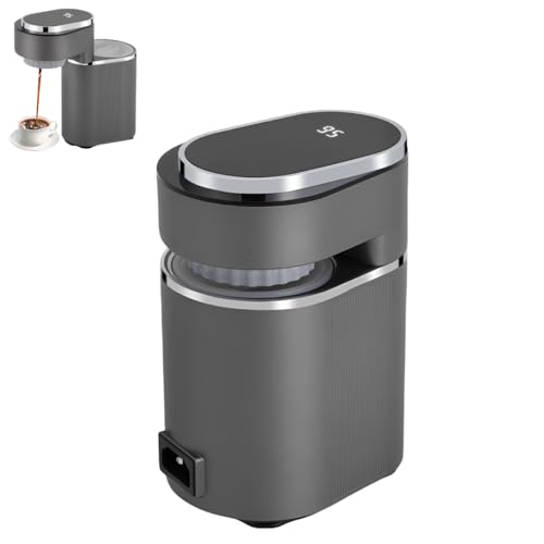 Armanyya Macchina per caffè espresso portatile, mini macchina da caffè da viaggio, 600 Watt, temperatura dell'acqua regolabile, rotazione da 90° a 180°, per viaggi o campeggio, compatta (grigio)