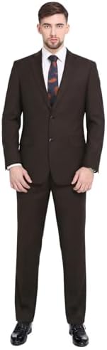 P&L Men's 2-Piece Classic Fit 2 Button Office Dress Suit Jacket Blazer & Pleated Pants Set
