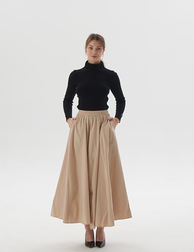 100% Cotton Fashion Skirts Women Loose Skirts A-line Skirts with pockets Maxi Skirts4