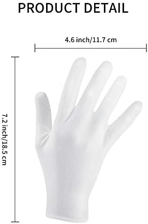 White Cotton Gloves Large Size for Men Women Dry Hand Art Handling Coin Jewelry Archival Inspection (72 Pieces)