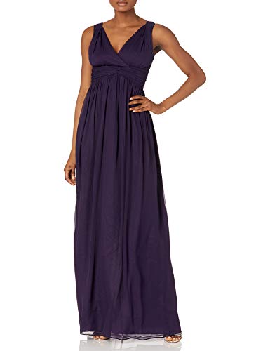 Donna Morgan Women's Julie Long Bra Friendly Chiffon Dress, Amethyst, 0