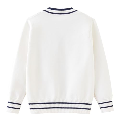 England Style Knit Sweater V-Neck Teen Childrens Sweater Solid Color Long Sleeve Cardigan Fall Winter Cotton Outerwear2