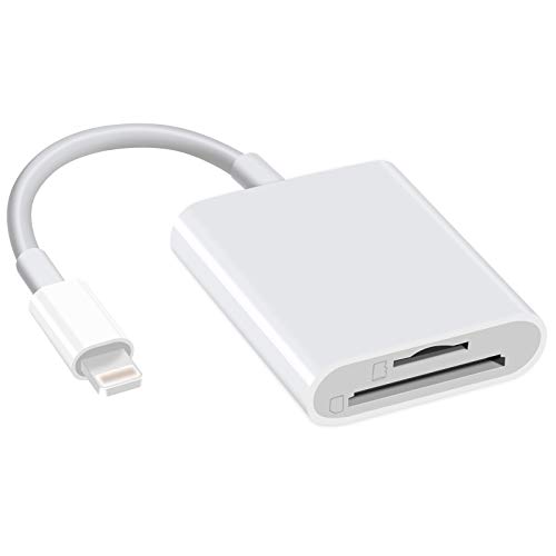 SD Card Reader, Fansbe Memory Card Viewer Compatible with iPhone/iPad TF & SD Dual Slot Digital Camera Reader Adapter Plug and Play No App Required (SD)