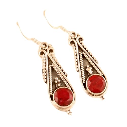 Boucles d'oreilles rubis naturel argent 925 le cadeau idéal
