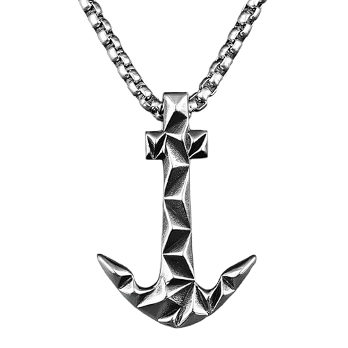 Collier Ancre Poulpe en Argent 925 pour Homme, Bijou Nautique Gothique Punk