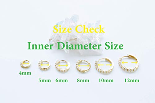 14K Real Solid Gold Jewelry Cz 8Mm Open Round Circle Tragus Cartilage Snug Inner Outer Conch Daith Helix Ear Segment Clicker Huggie Hoop Ring Piercing Earring For Women #TOP4
