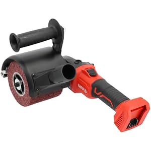 YATO Akku Satiniermaschine 18V ohne Akku, Oberflächenbürstmaschine für Holz & Metall, Schleifen, Reinigen, Strukturieren, kabellos, mit Drehzahlregelung