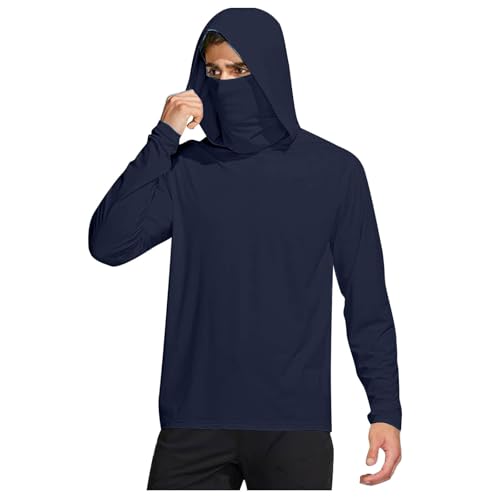 RLEHJN T-Shirt UV Homme avec Capuche et Masque
