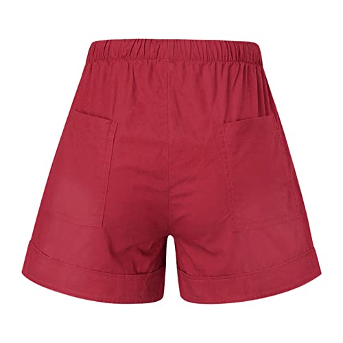 Plus Size Shorts For Women Summer Casual Lightweight Loose Shorts Womens Cute Dressy High Waisted Beach Hot Shorts S-5Xl Red #TOP5