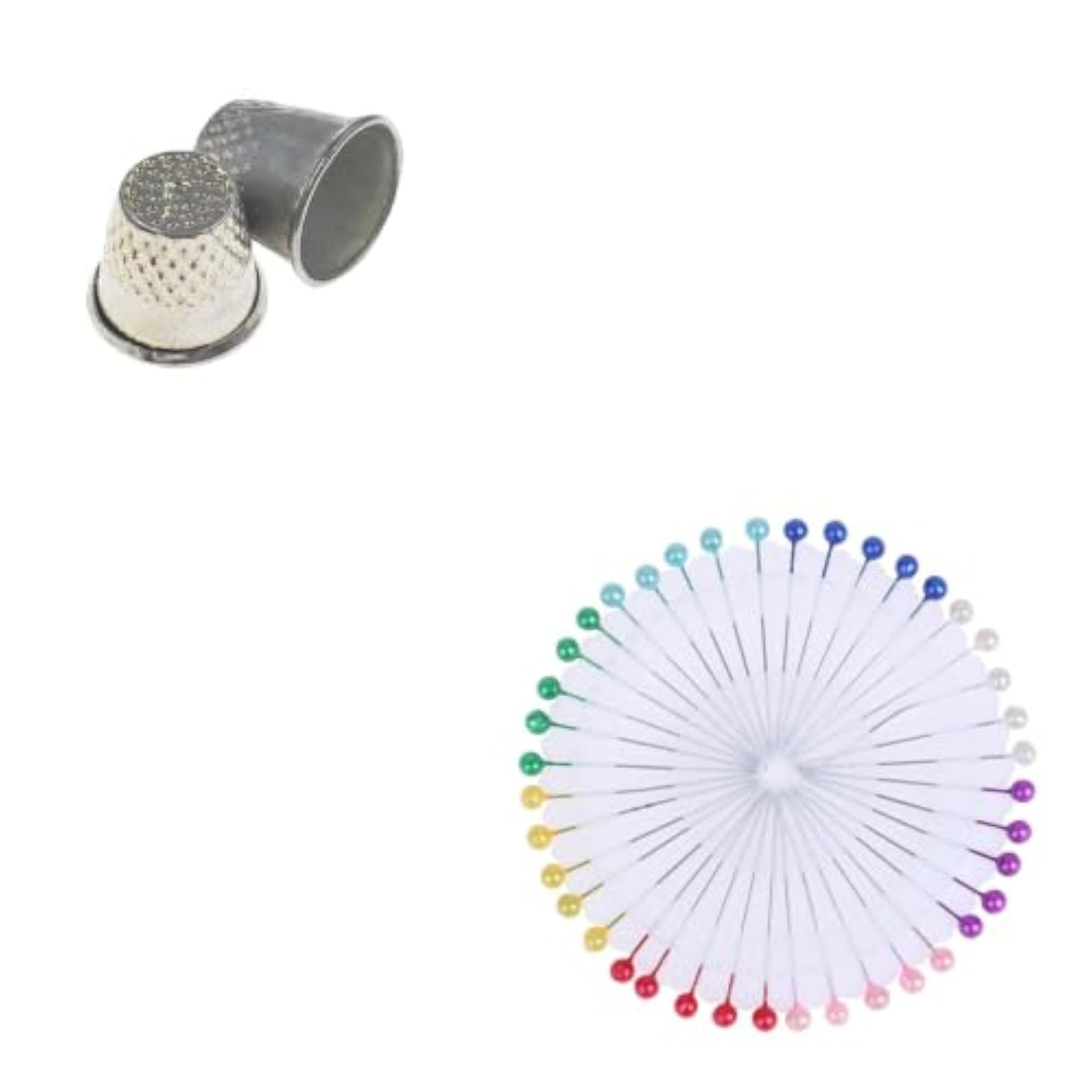 Thimble 2pc and Pearl Head Sewing Pins 40 Pcs