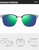 Bircenpro Klassisch Polarisiert Sonnenbrille für Herren: UV400 Schutz Sonnenbrillen Retro Halbrahmen Brille für Fahren Angeln Reisen Outdoor Grünblaue Gläser – Ansicht 3
