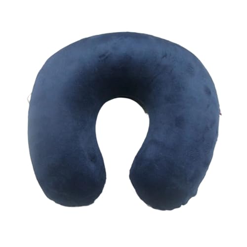 Travel Air Inflatable Memory Foam U Shaped Pillow Soft Pillow(Navy)