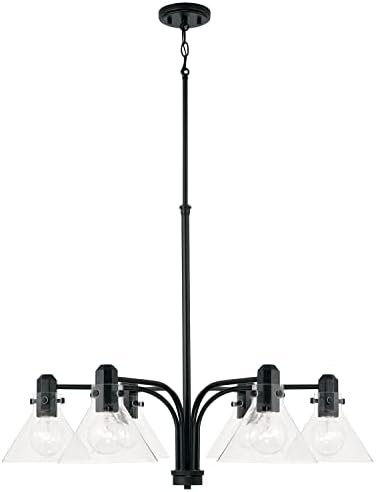 Capital Lighting 445861MB-528 Greer Modern Clear Glass Chandelier, 6-Light 600 Total Watts, 25" H x 33" W, Matte Black