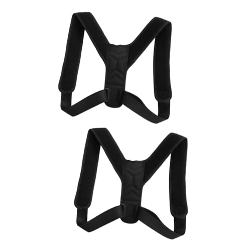 FRCOLOR 2 Pcs Posture Belt Sitting Posture Brace Posture Belt Posture Band Retainer Holder Posture Fixer Posture Confidence Strap Shoulder Belt Leather Black