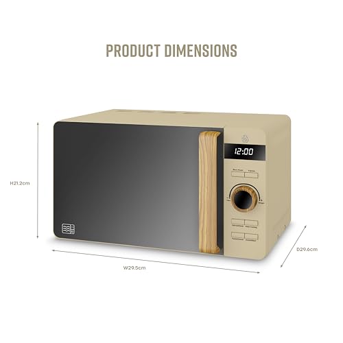 Swan SM22036LOAT Nordic Digital Microwave with 6 Power Settings, 60 Minute Timer, LED Display and Defrost Mode, 20L, 800W, Oatmeal