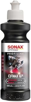 SONAX CutMax Compound 246141 | High-Abrasive Paint Correction Polish for P1500 Grit Sanding Marks | Silicone-Free, Dust-Free, and Odorless | Long Buffing Cycle for Severe Weathered Paint | 250ml