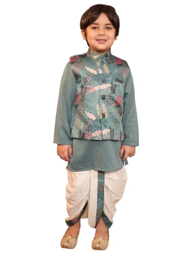 Image of AJ DEZINES Kids Ethnic Wear Kurta Waistcoat and Dhoti Pant for Boys
