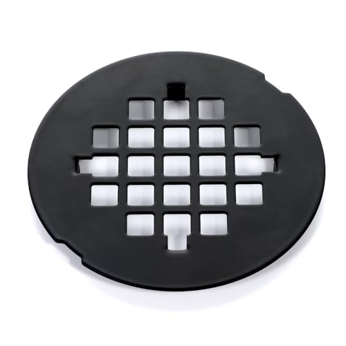 Shower Drain Cover 4-1/4 Od Black Snap-in Shower Drain Strainer Round Showers Drains Showers Strainer Grid Easy-to-Install Bath Drains Cover Stainless Steel Replacement Floor Covers