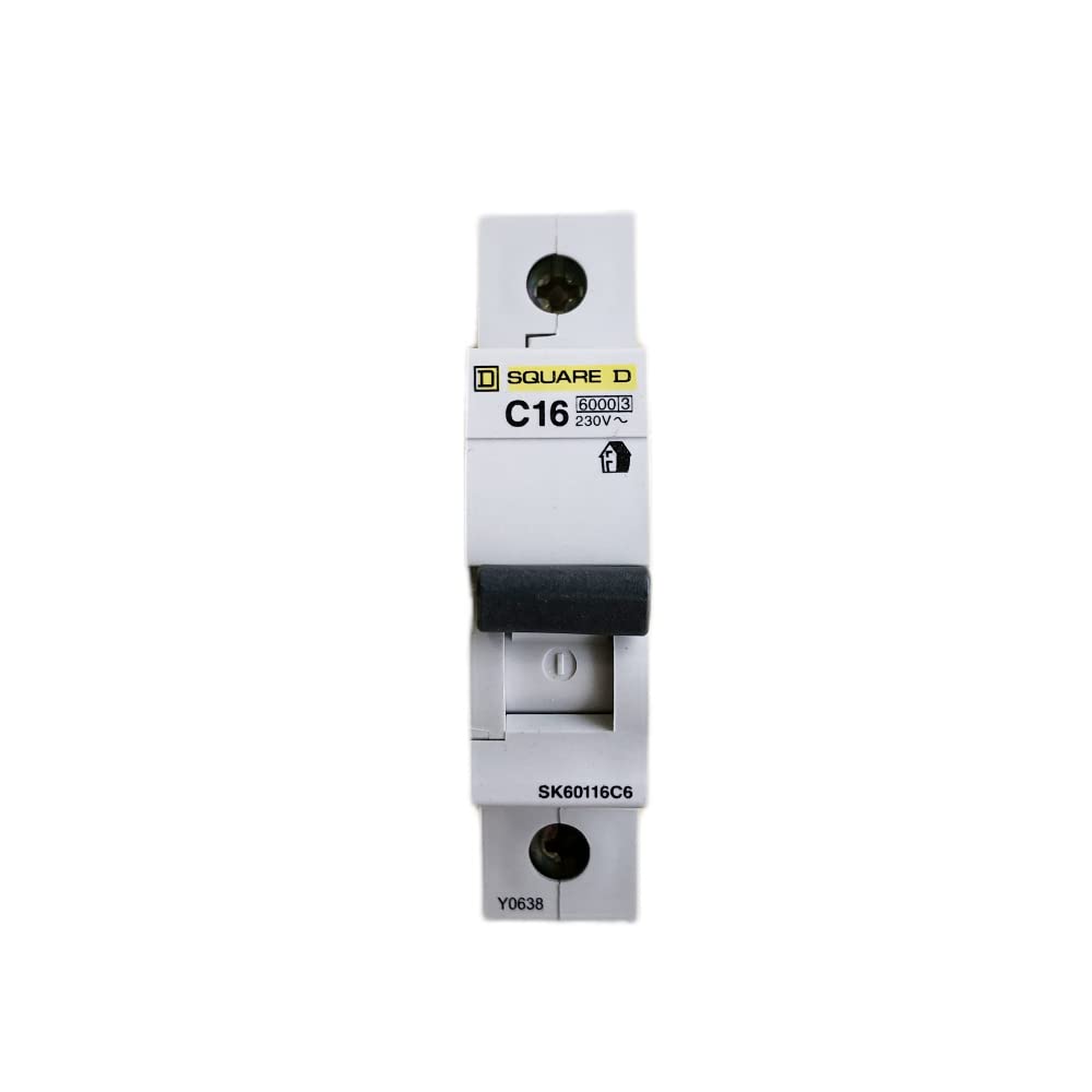 Square D - SP MCB Miniature Circuit Breakers 16A 6kA Type C Single Pole MCB By Schneider Electric