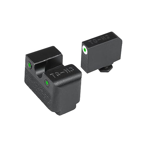 Image of TRUGLO Tritium Pro Night Sights, Compatible with Glock Handgun Models | Compact Durable Glow-in-The-Dark Front & Rear Gun Sight Set with Focus Lock Front Ring