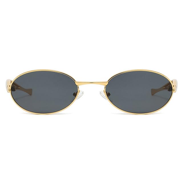 J&L Glasses Retro Oval Sunglasses for Women Men Trendy Gold Metal Frame Shades Sun Glasses 6