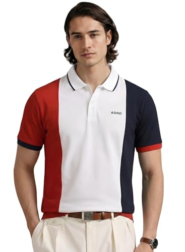 Image of ADRO Multicolour Polo T Shirt | 100% Cotton Mens Polo Tshirt | Regular Fit Half Sleeve Cut & Sew Polo T-Shirt for Men