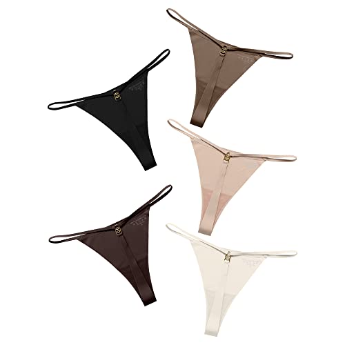 Image of DEANGELMON Seamless G-string Thongs for Women - No Show Thong Underwear Low Rise Stretch Panties Workout Pack