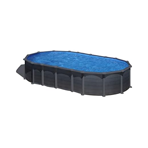 Gre Piscina De Acero Elevada,Ovalada Con Aspecto Acero Grafito. Piscinas Desmontables Para Jardín. 730 X 375 X 132 Cm - Piscina Kitprov7388Gf Capri.